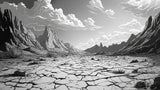Desert mountain landscape wallpaper design file showing detailed monochrome pattern