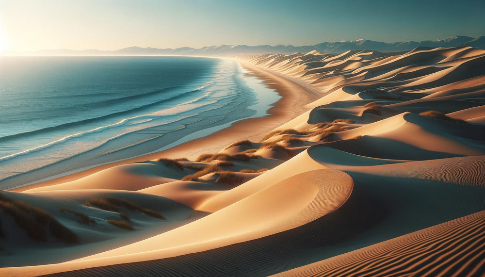 Desert landscape wallpaper design file showing detailed coastal dunes meeting ocean pattern