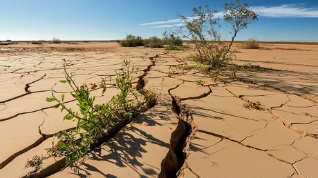 Desert mural wallpaper design file showing detailed cracked earth pattern with wild vegetation