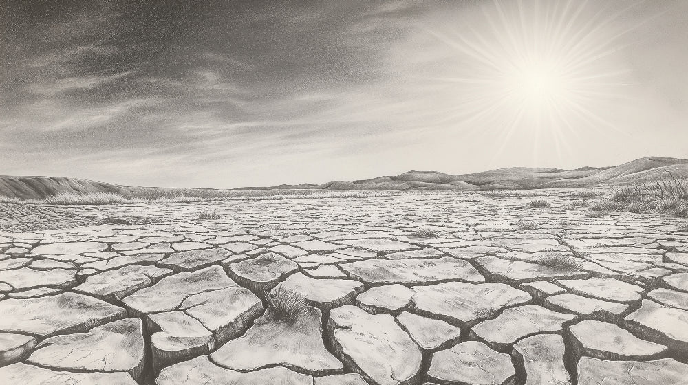 Desert landscape wallpaper design file showing detailed monochrome pattern of cracked earth