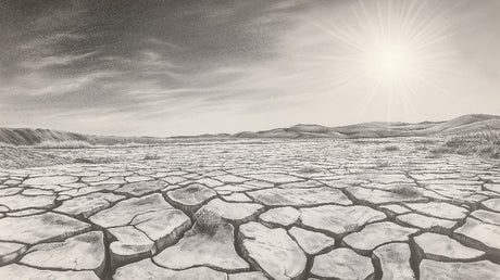 Desert landscape wallpaper design file showing detailed monochrome pattern of cracked earth