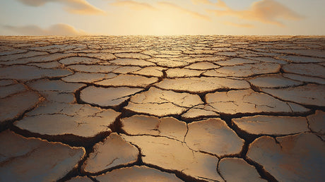 Desert wallpaper design file showing detailed cracked earth pattern with golden sunset colors
