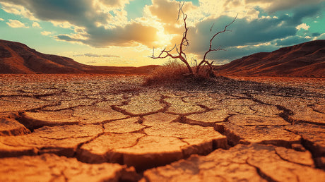 Desert sunset wallpaper design file showing detailed cracked earth pattern and golden sky