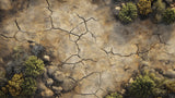 Desert wallpaper design file showing detailed cracked earth pattern and native plants texture