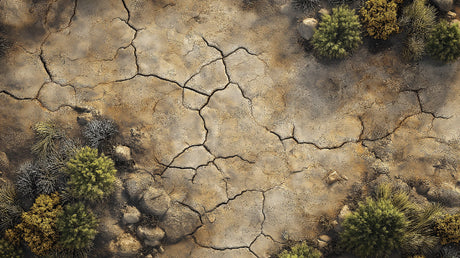 Desert wallpaper design file showing detailed cracked earth pattern and native plants texture