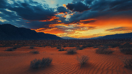 Desert wallpaper design file showing detailed sand dunes and dramatic sunset sky pattern