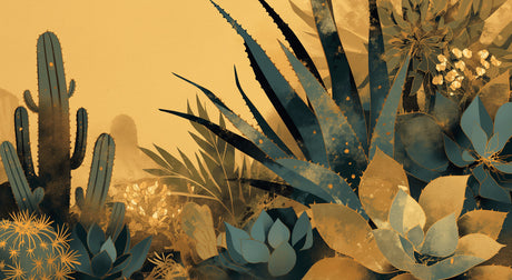 Desert wallpaper design file showing detailed golden cactus and agave pattern