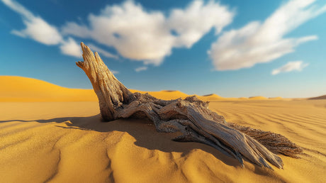 Desert wall mural design file showing detailed golden sand dunes and weathered driftwood pattern