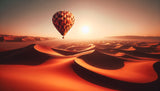 Desert landscape wallpaper design file showing detailed hot air balloon pattern and sand dunes