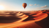 Desert landscape wallpaper design file showing detailed hot air balloon pattern over golden sand dunes