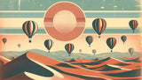 Hot Air Balloon Desert Wallpaper design file showing detailed vintage sun and balloon pattern