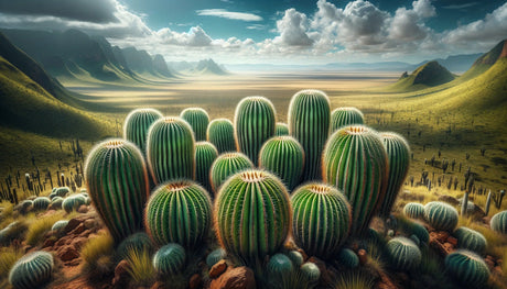 Desert cactus valley landscape design file showing detailed panoramic view with golden hour lighting