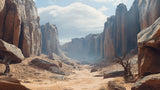 Desert canyon landscape design file showing detailed rock formations and natural colors