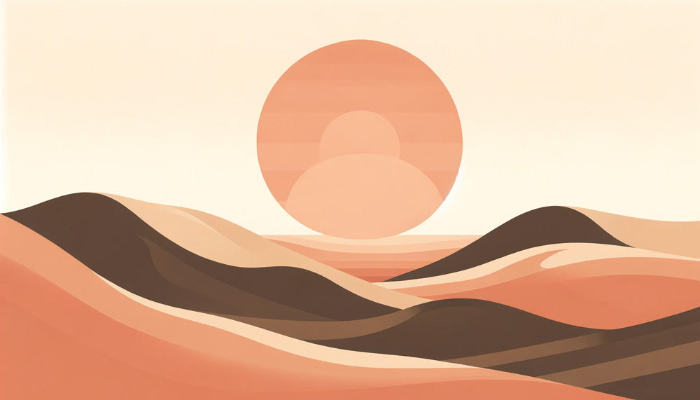 Desert Landscape Wallpaper design file showing terracotta sunset and minimalist dunes pattern