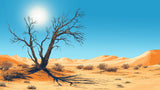 Desert landscape wallpaper design file showing lone tree against turquoise sky