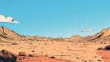 Desert Mountain Line Art Wallpaper design file showing detailed mountain ranges and golden dunes pattern