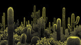 Desert cactus wallpaper design file showing neon glow effect against black background