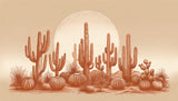 Desert Cactus Wallpaper design file showing detailed terracotta botanical pattern