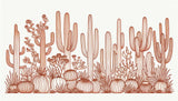 Desert Cactus Line Art Wallpaper design file showing terracotta botanical illustration pattern