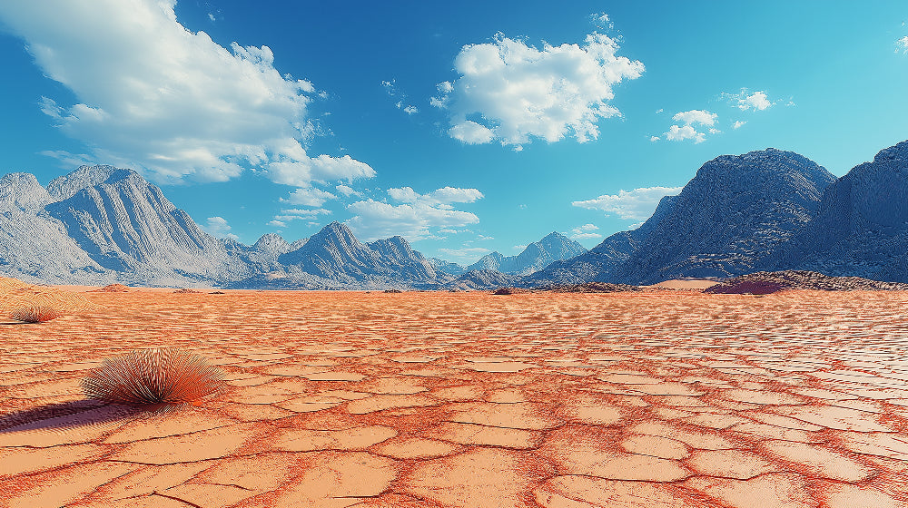 Desert landscape wallpaper design file showing terracotta mountains and clear sky pattern