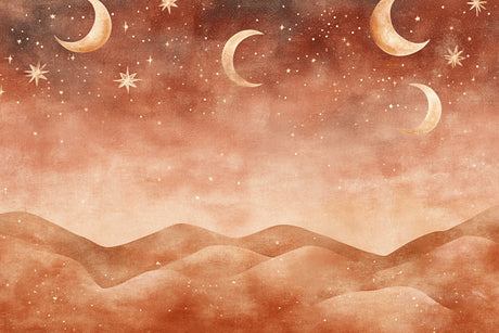 Desert night sky design file showing terracotta mountains under starlit sky pattern