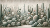 Desert cactus garden design file showing detailed succulents and blooming flowers pattern