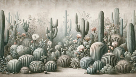 Desert cactus garden design file showing detailed succulents and blooming flowers pattern