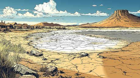 Desert mesa landscape wallpaper design file showing detailed panoramic view and rich earth tones