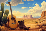 Desert music wallpaper design file showing guitar silhouette against Monument Valley