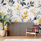 Floral Mural Wallpaper | Grey and Gold Botanical Pattern