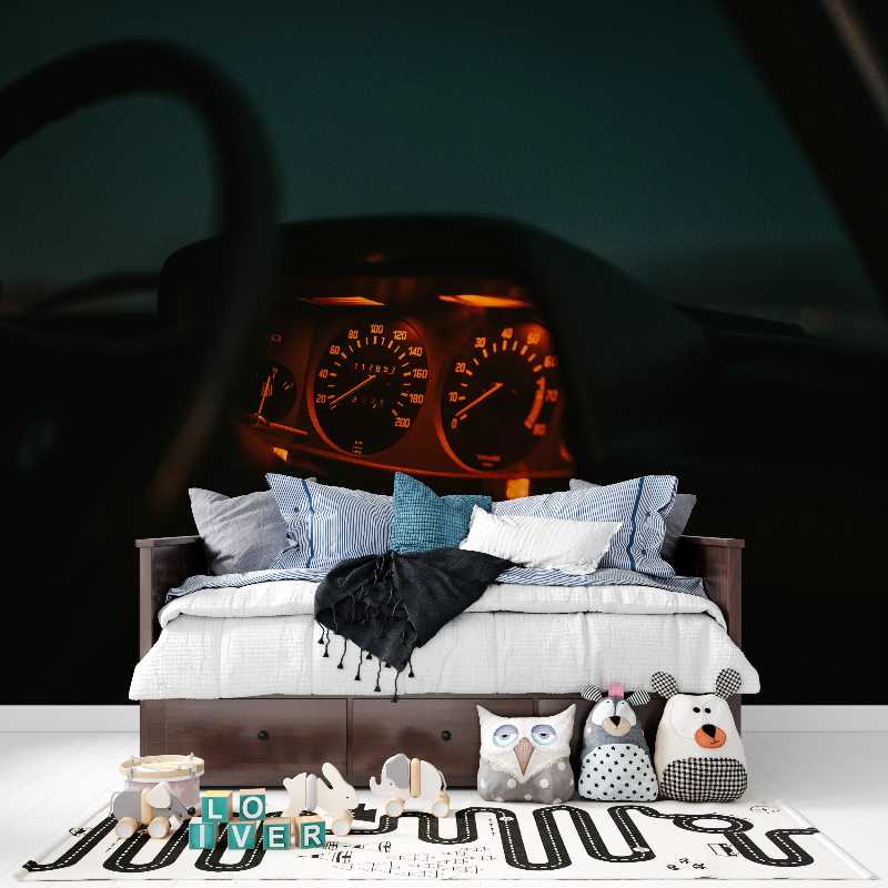 Racing Dashboard Mural Wallpaper | 3D Speedometer Design