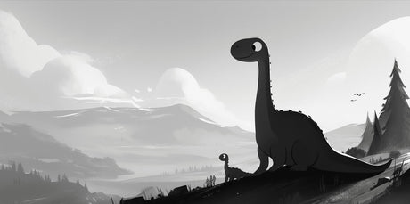 Black and white mountain dinosaur design file showing detailed pattern and subtle shading