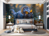 T-Rex Wall Mural creating dramatic effect in modern kid's study area