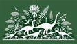 Botanical Dinosaur Wallpaper creating a peaceful atmosphere in a modern children's bedroom with green and white color scheme