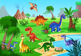 Cartoon Jurassic Adventure design file showing full prehistoric scene pattern