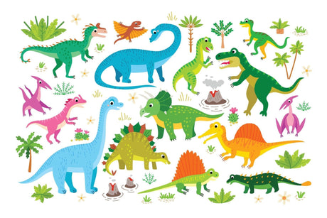 Colorful prehistoric adventure design file showing full dinosaur pattern and details