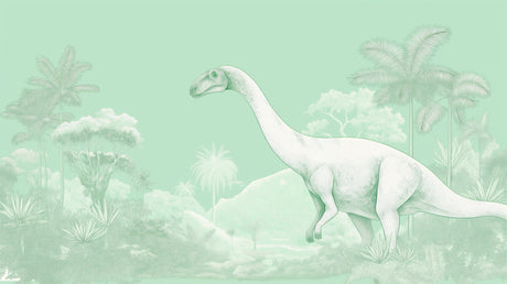 Mint green Dinosaur Wallpaper brightening a modern nursery with soft, calming prehistoric theme