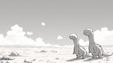 Black and white T-Rex friends design file showing full pattern details and scale