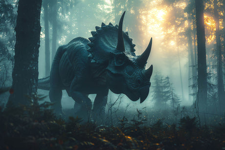 High-resolution dinosaur forest design file showing intricate T-Rex and misty details
