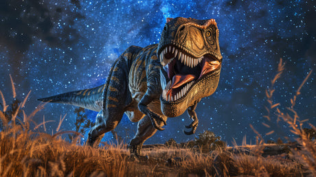 T-Rex Night Sky Adventure design file showing detailed starlit pattern and dinosaur silhouette