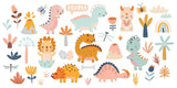 Dinosaur wallpaper design file showing full pattern of cute prehistoric characters and nature elements