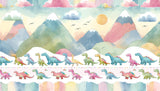Pastel mountain dinosaur wallpaper design file showing full pattern and color details
