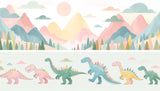 Pastel dinosaur and mountain pattern design file showing full wall coverage
