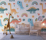 Close-up of nursery mural showing texture and color detail in child's bedroom