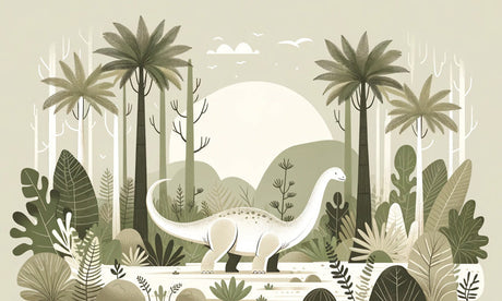 Prehistoric landscape wallpaper design file with detailed moonlit scene and gentle Diplodocus