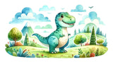 T-Rex watercolor wallpaper design file showing full pattern and color details