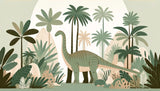 Diplodocus wallpaper design file showing detailed prehistoric jungle scene with palm trees