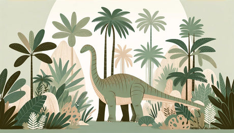 Diplodocus wallpaper design file showing detailed prehistoric jungle scene with palm trees