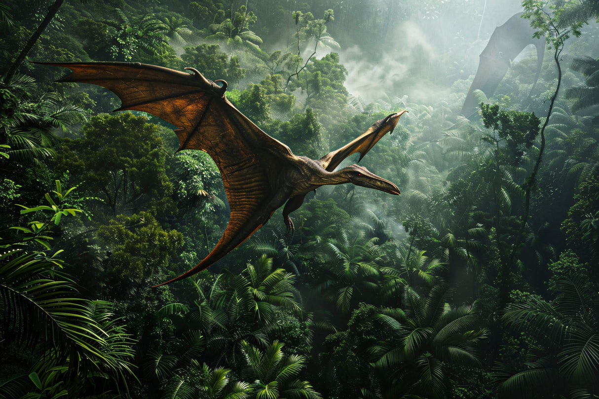 Pterodactyl in misty jungle design file showing intricate pattern details and color depth