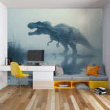 Prehistoric mural in teen bedroom showing scale and atmospheric misty effect